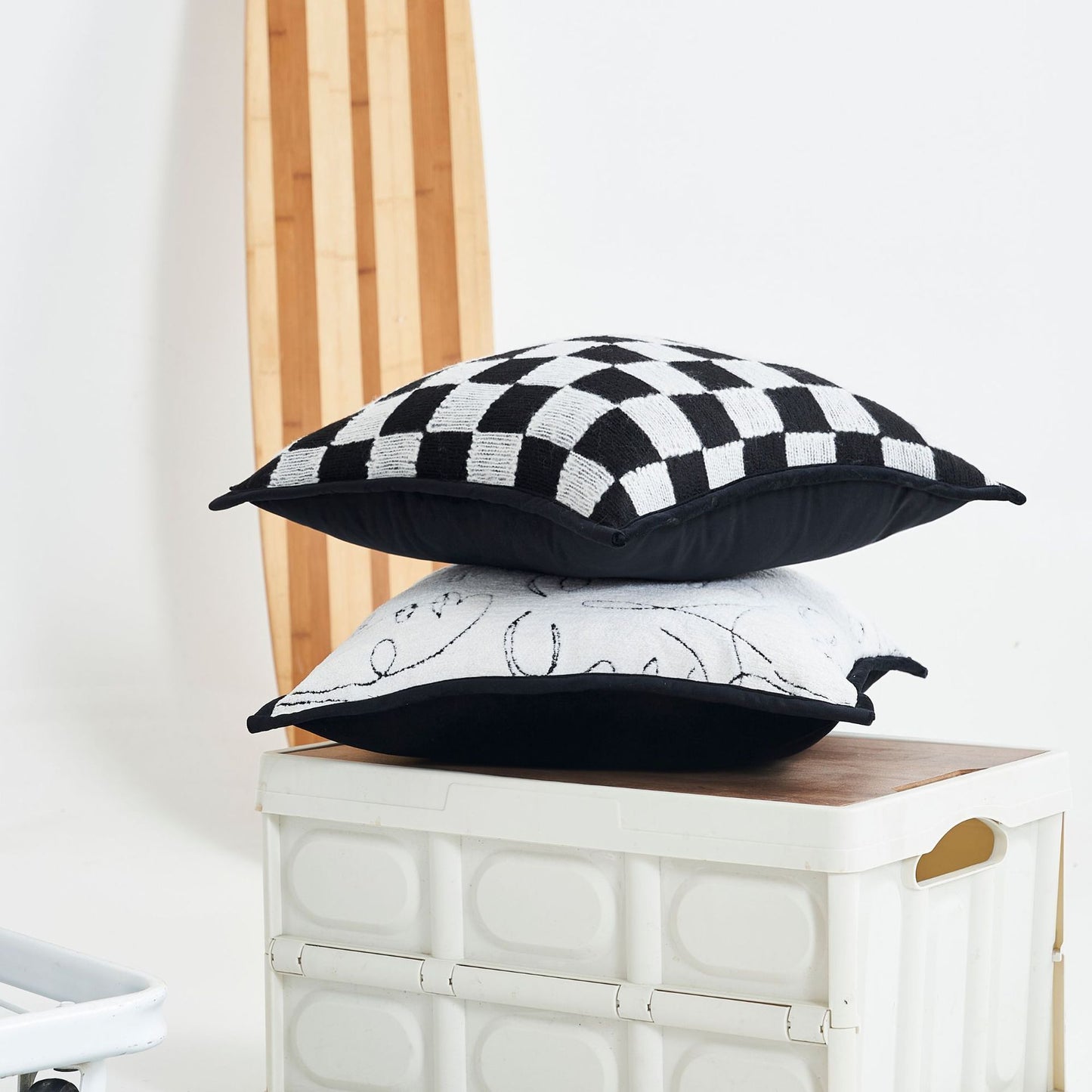 Monochrome Chessboard Pillow