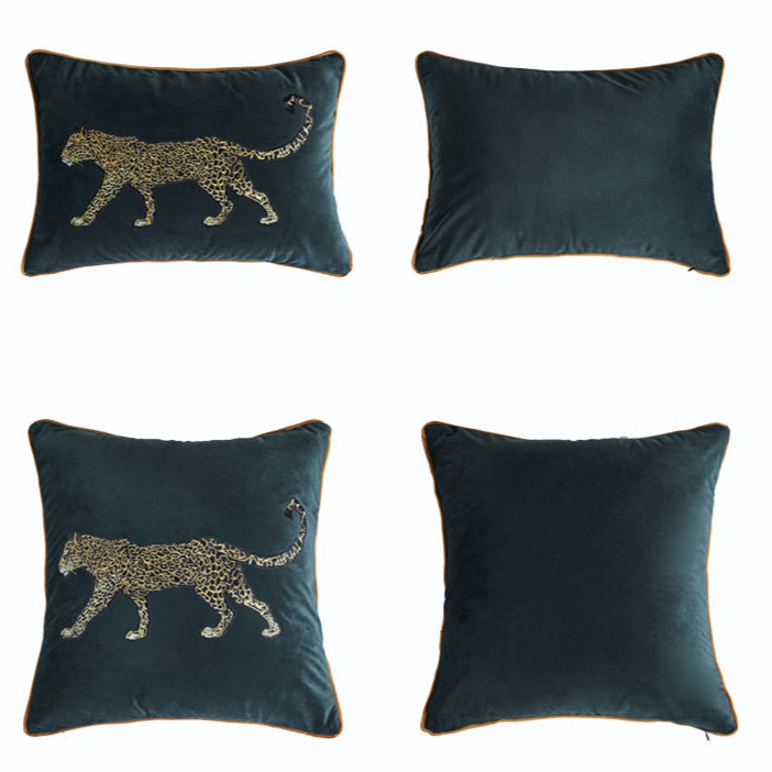 Green Tiger Embroidery Pillow